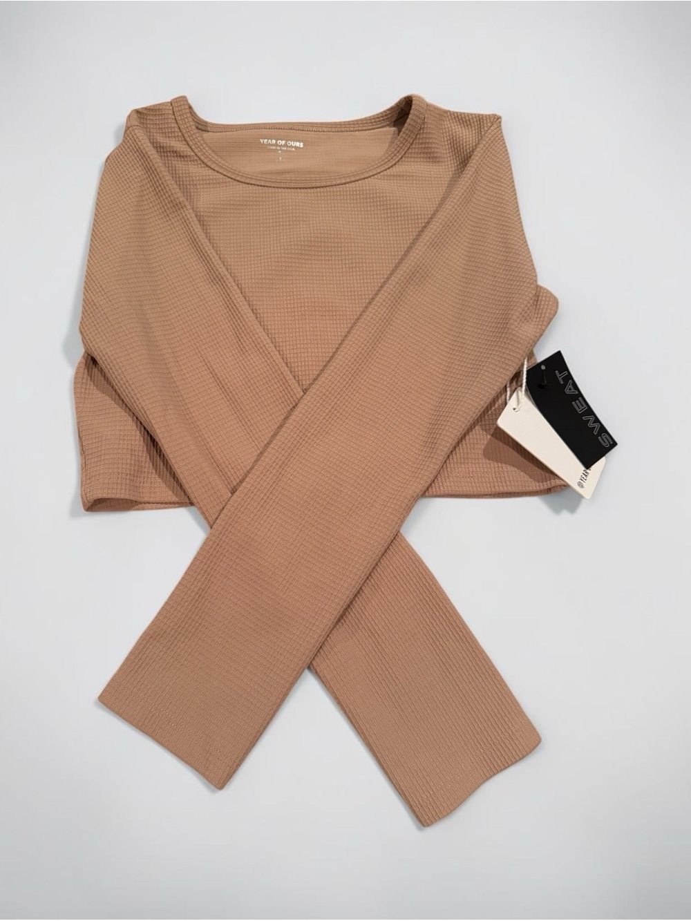 Year of Ours Ribbed Long Sleeve Crop Top, Bra, and Legging Set NWT